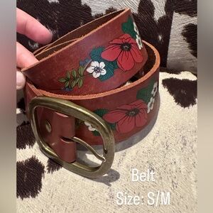 Free People Leather Flower Belt